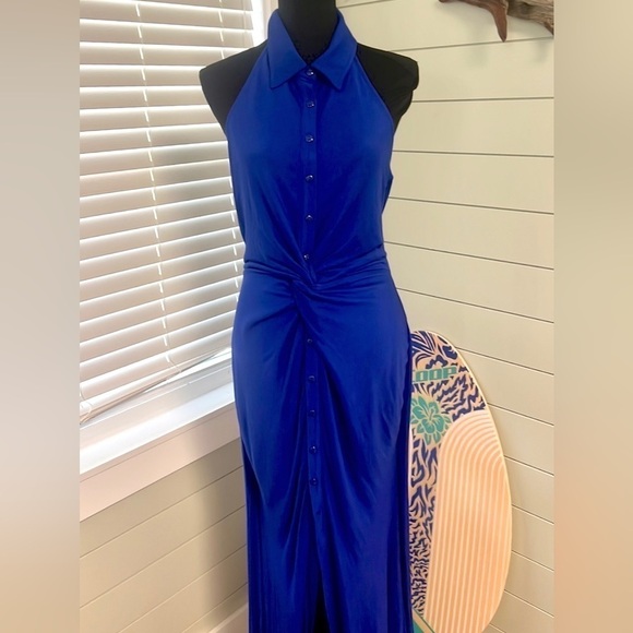 Venus,ViboCobalt Blue Twist-Accent Halter Maxi Dress, Instantly Slimming,Size XL - Picture 6 of 10